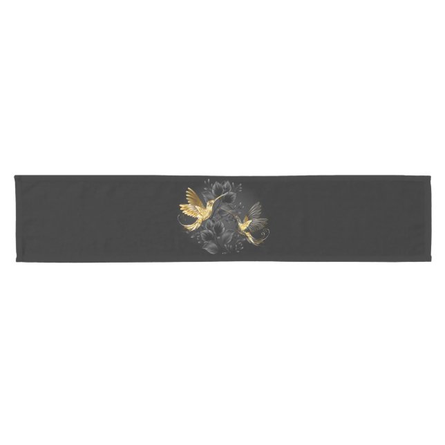 Black and Gold Hummingbird Short Table Runner (Horizontal)