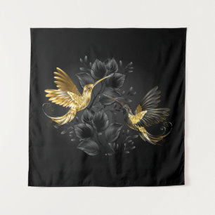 Black and Gold Hummingbird Tapestry