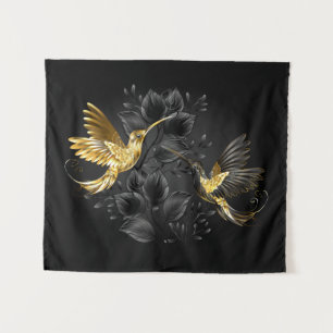 Black and Gold Hummingbird Tapestry