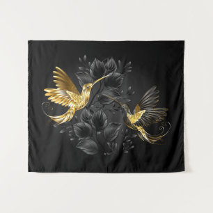 Black and Gold Hummingbird Tapestry