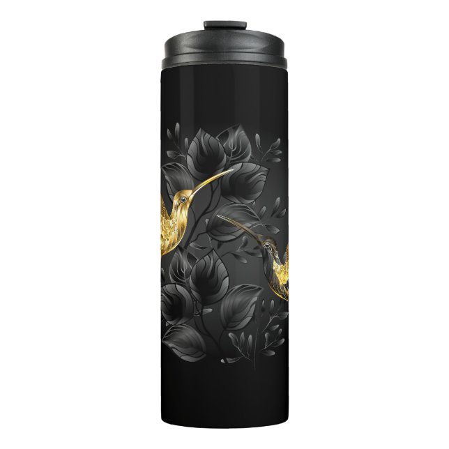 Black and Gold Hummingbird Thermal Tumbler (Front)