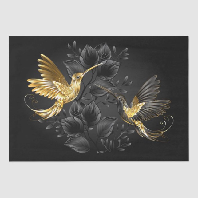 Black and Gold Hummingbird Tissue Paper (Front)