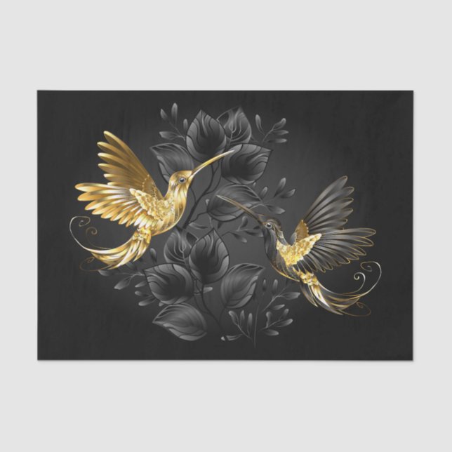Black and Gold Hummingbird Tissue Paper (Front)