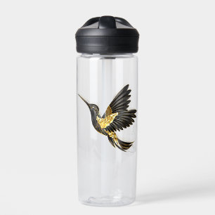Black and Gold Hummingbird Water Bottle