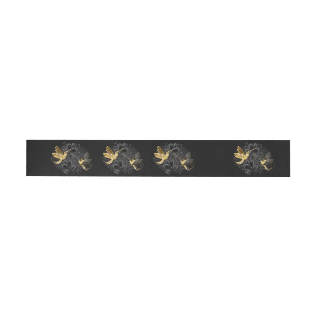 Black and Gold Hummingbird Wraparound Address Label (Individual)