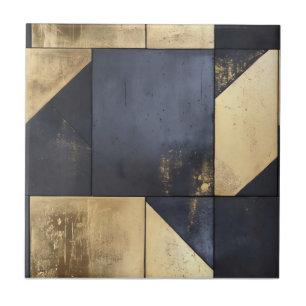 Black and Gold Industrial Pattern Ceramic Tile