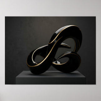 Black and Gold Infinity Sculpture Canvas Print