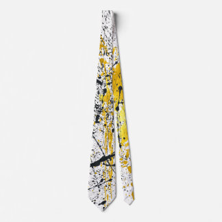 Black and Gold Ink Strokes Tie