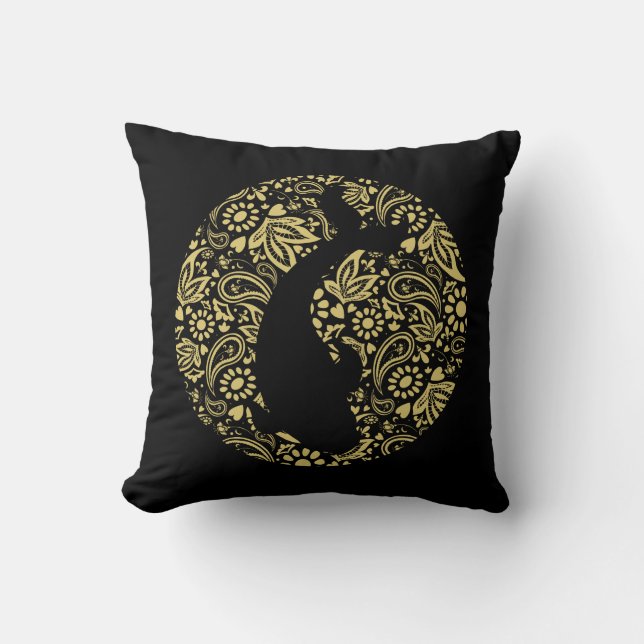 Black and Gold Japanese Koi Fish Cushion (Front)