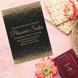Black and Gold Jewish Passover Seder Invitation