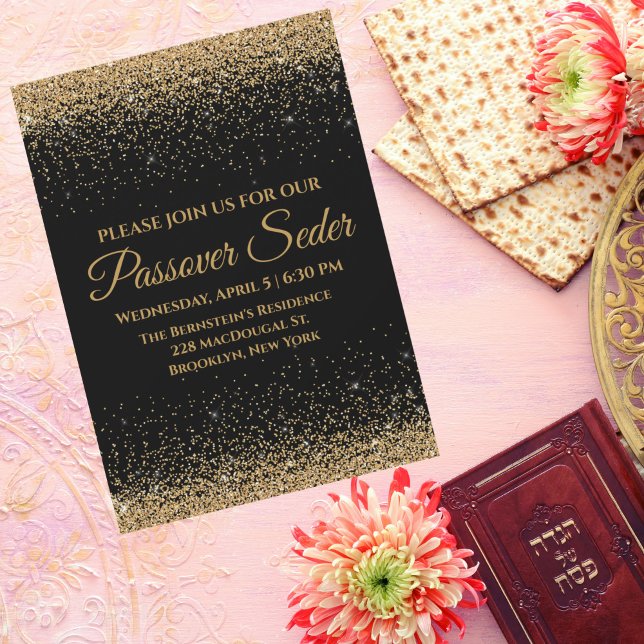 Black and Gold Jewish Passover Seder Invitation (Creator Uploaded)