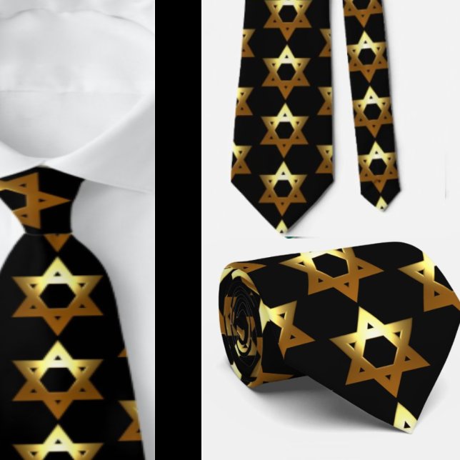 Black and Gold Jewish Star Tie (Creator Uploaded)