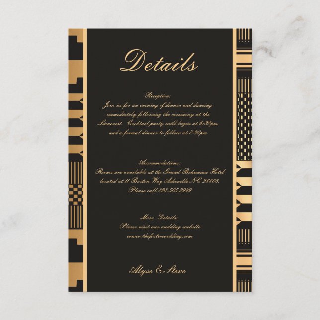 Black and Gold Kente Enclosure Card (Front)