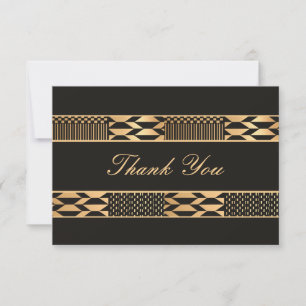 Black and Gold Kente Thank You Card