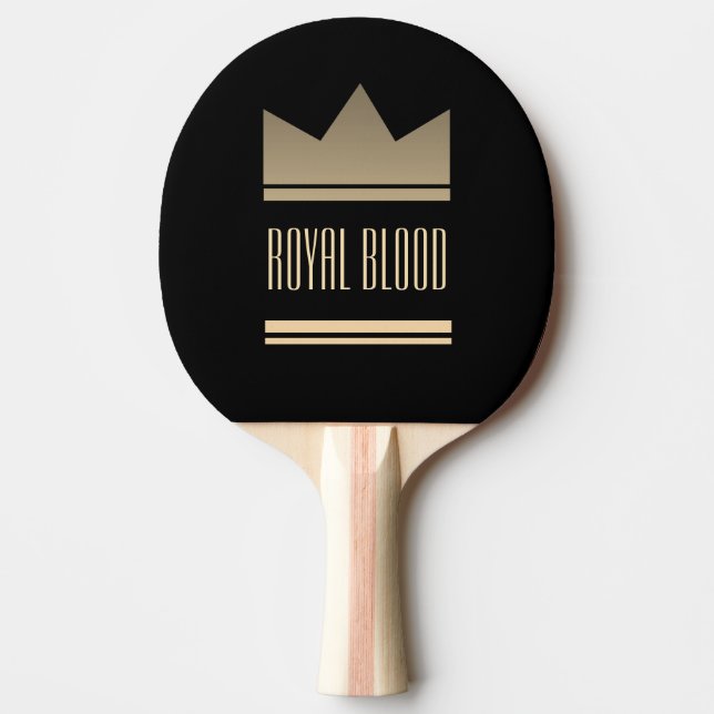 Black and Gold King Crown Ping Pong Paddle (Front)