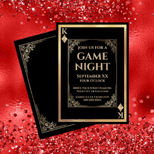Black and Gold King of Diamonds Game Night Invitation