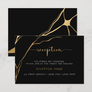 Black and Gold Kintsugi Reception Invitation