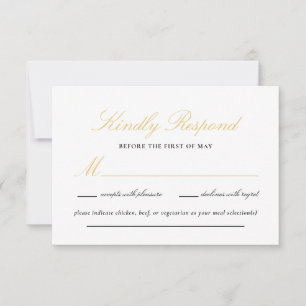 Black and Gold Lace Elegant Script Wedding RSVP Card
