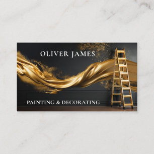 Black and gold ladder and paint brush decorator business card
