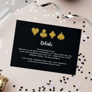 Black and Gold Las Vegas Casino Wedding Details Enclosure Card