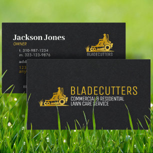 Black and Gold Lawn Care + Mowing Business Cards