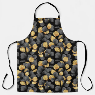 Black and gold leaves. Pattern Apron