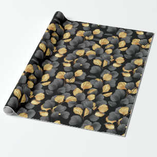 Black and gold leaves. Pattern Wrapping Paper