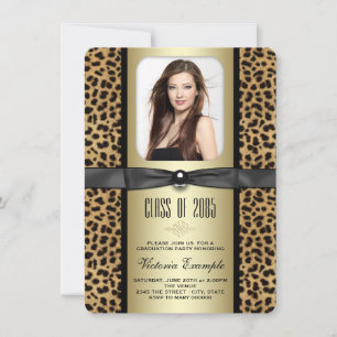 Black and Gold Leopard Graduation Announcement