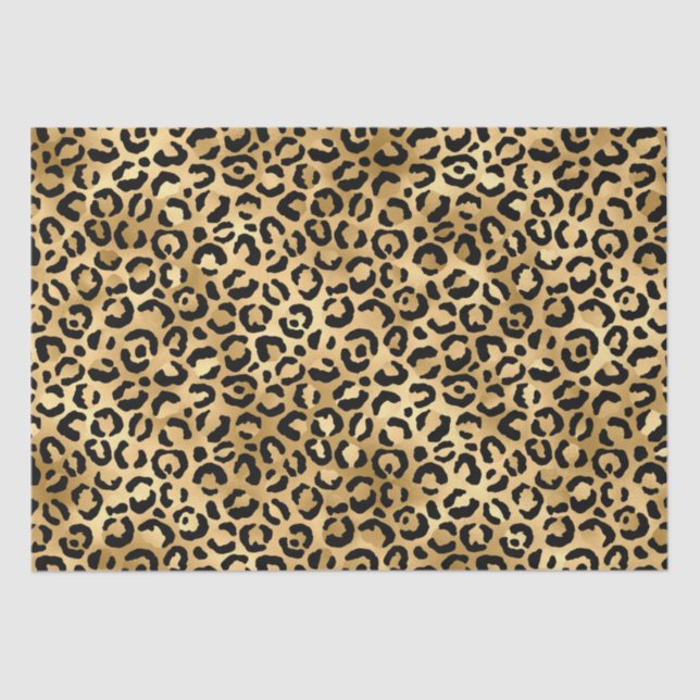 Black and Gold Leopard Print Cheetah Animal Print  Tissue Paper (Front)