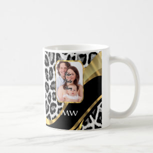 Black and gold leopard print coffee mug