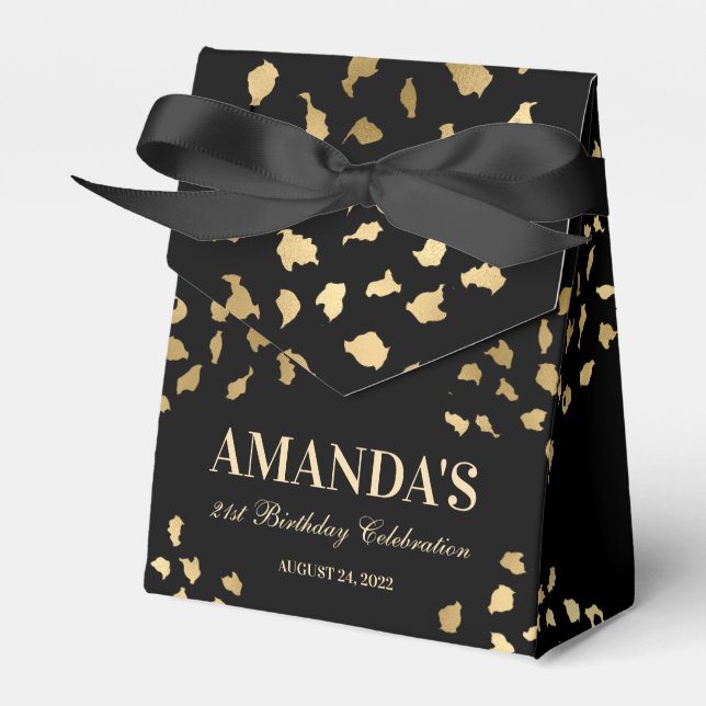 Black and Gold Leopard Print Favour Box (Front Side)