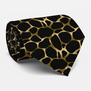 Black And Gold Leopard Print Pattern Tie