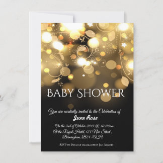 Black and Gold lights baby shower Invitation