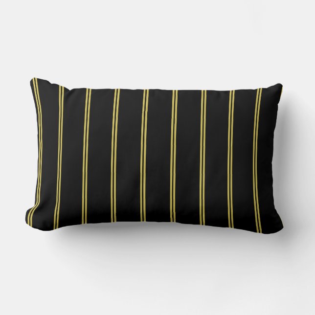 Black and Gold Lines Lumbar Cushion (Front)