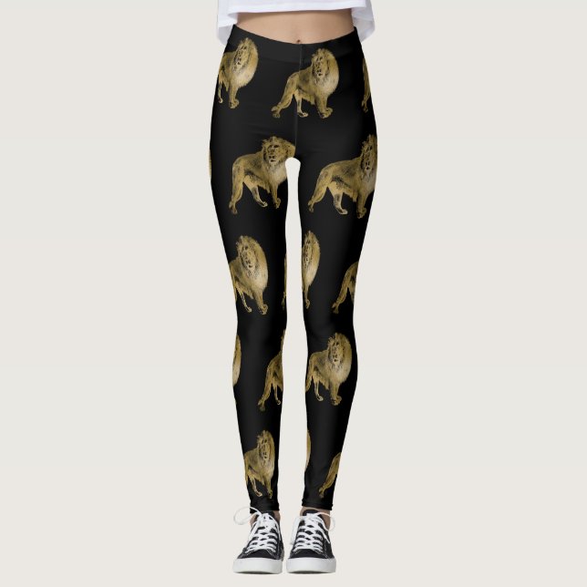 Black and Gold Lions Leggings (Front)