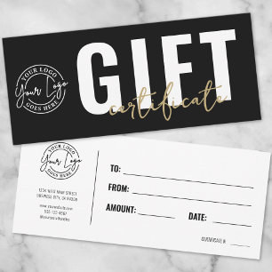 Black And Gold Logo Business Gift Certificate Invitation