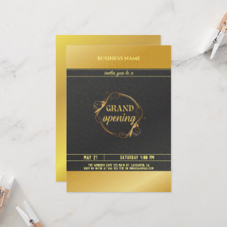 Black and Gold Logo Grand Opening Invitation