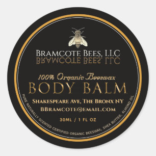 Black and Gold Lotion Bar Label Vintage Bee