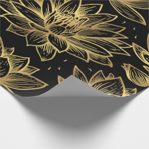 Black and Gold Lotus Wrapping Paper