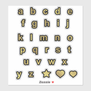 Black and Gold Lower Case Text Letters Alphabet