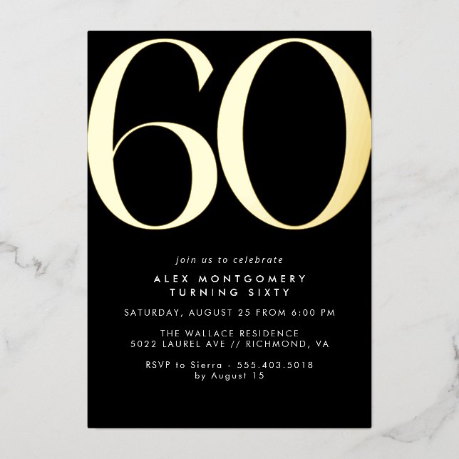Black and Gold | Luxe Womens or Mens 60th Birthday (Front)