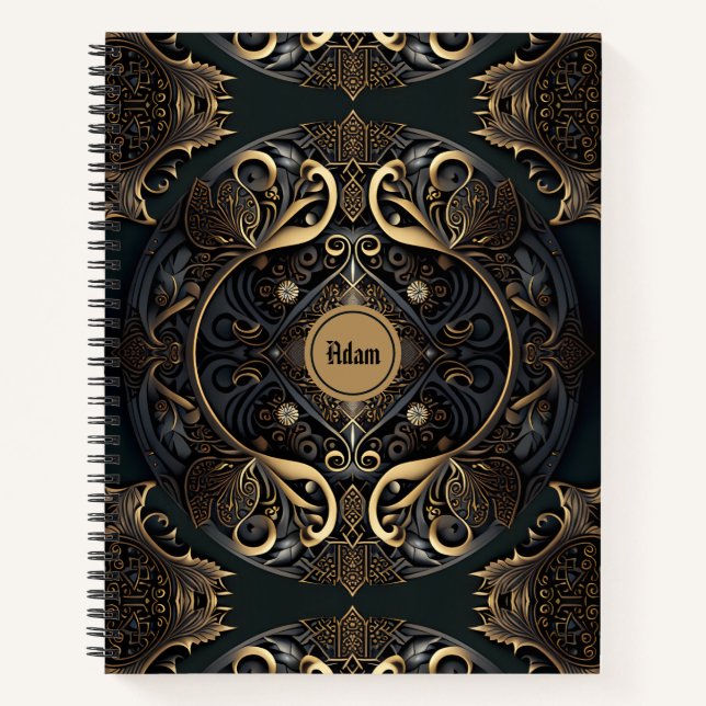 Black and Gold Luxurious Medieval Spiral Notebook (Front)