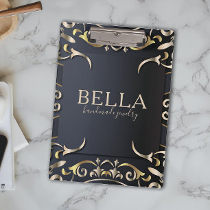 Black and Gold Luxury Chic Baroque Business Name   Clipboard