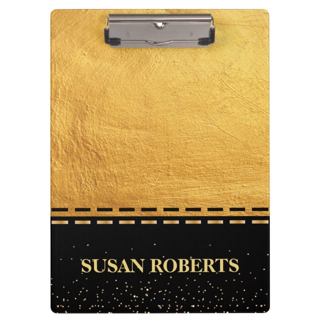 Black and Gold Luxury design Clipboard (Front)