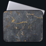 Black and gold luxury marble texture laptop sleeve<br><div class="desc">Black and gold luxury faux marble image print.</div>
