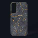 Black and gold luxury marble texture samsung galaxy case<br><div class="desc">Black and gold luxury faux marble image print. Optional monogram.</div>