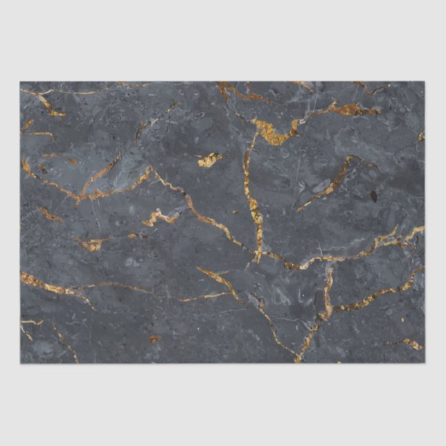 Black and gold luxury marble texture tissue paper (Front)