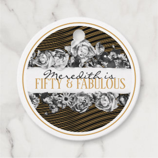 Black and Gold Luxury Personalised 50 And Fabulous Favour Tags