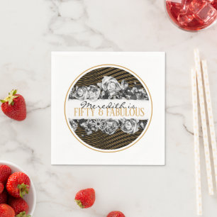 Black and Gold Luxury Personalised 50 And Fabulous Napkin