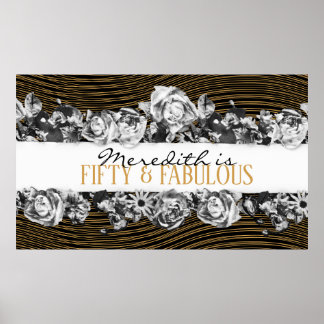 Black and Gold Luxury Personalised 50 And Fabulous Poster